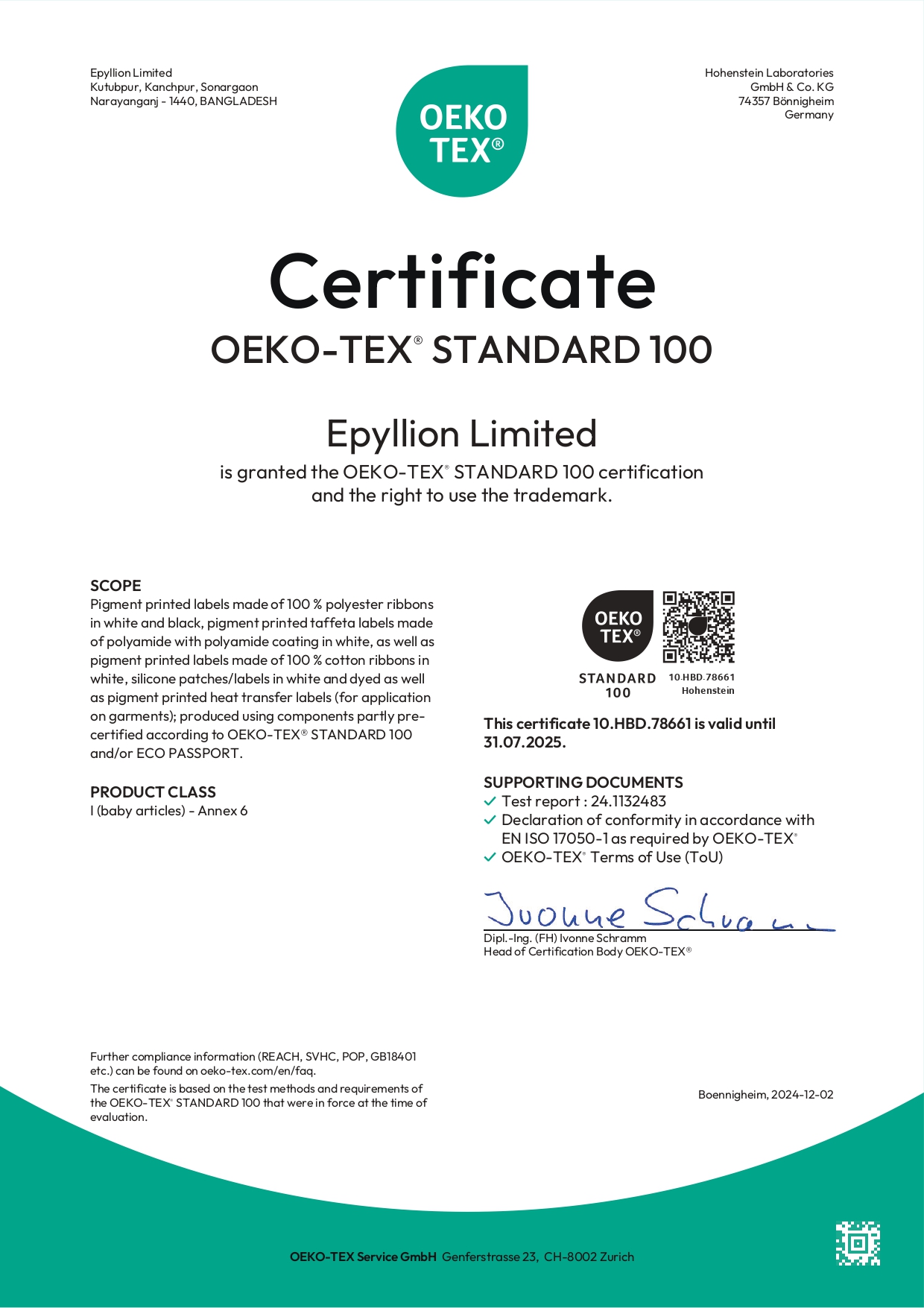 OEKO-Tex for all product